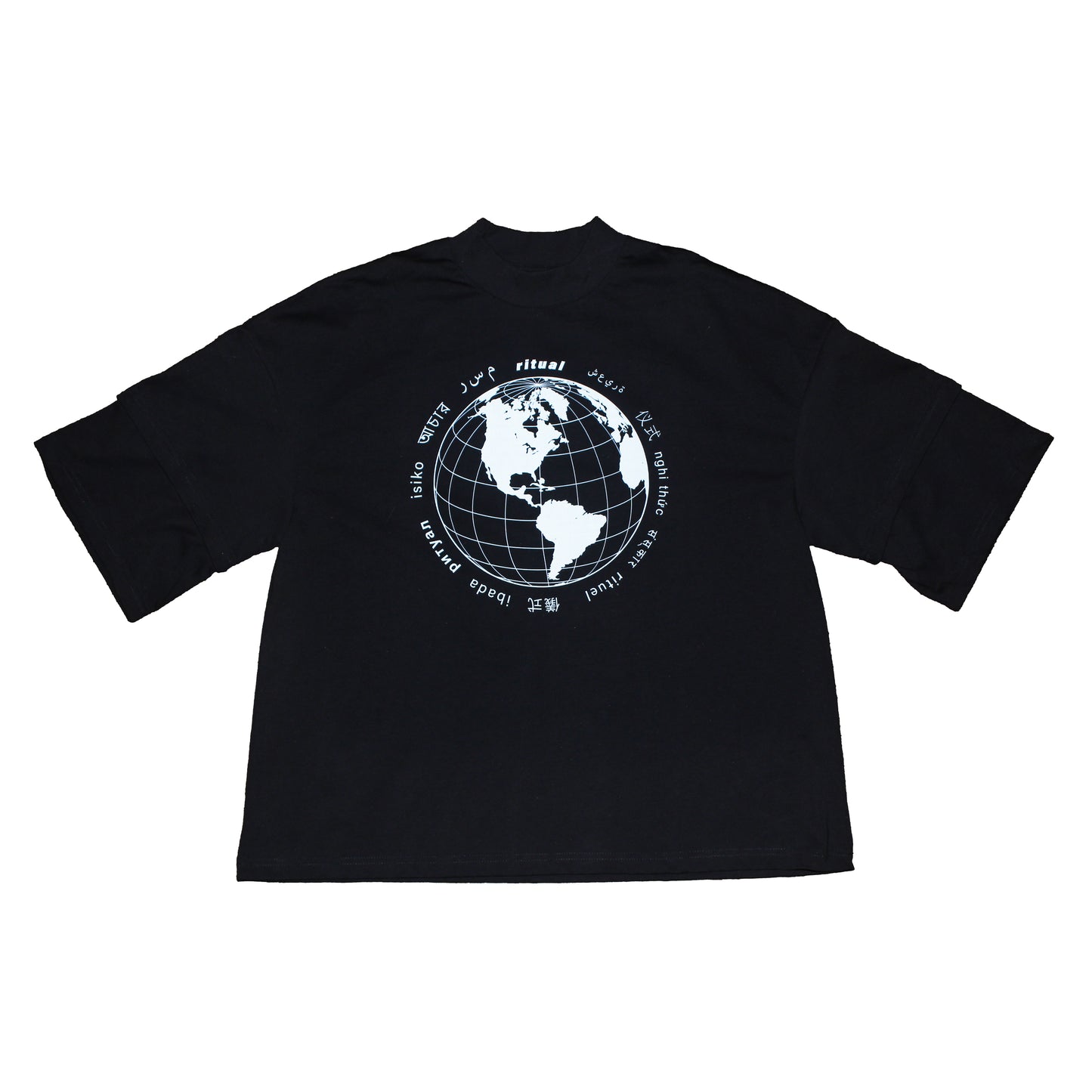 "Global" Double Sleeve Crop Tee