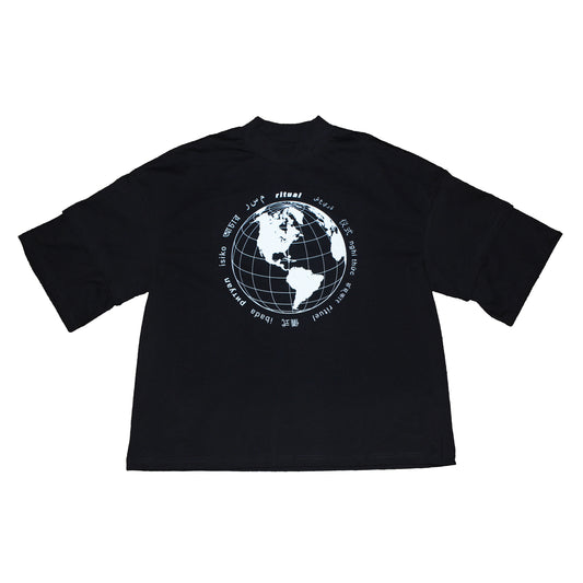 "Global" Double Sleeve Crop Tee