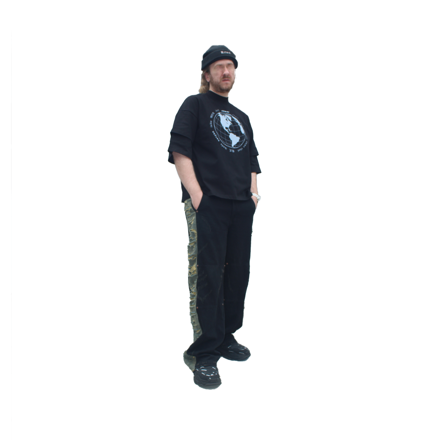 "Global" Layered Sleeve Crop Tee