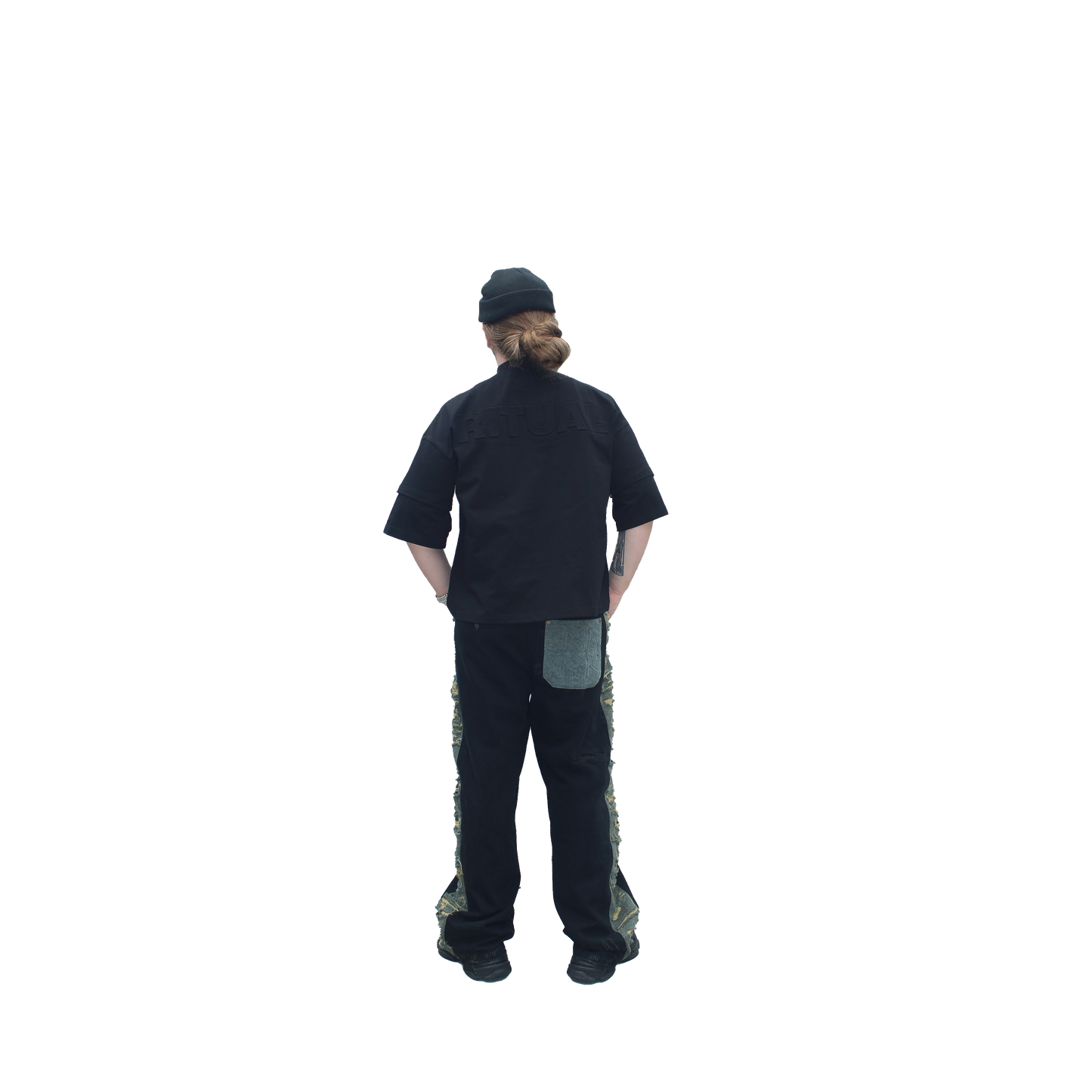 "Global" Layered Sleeve Crop Tee