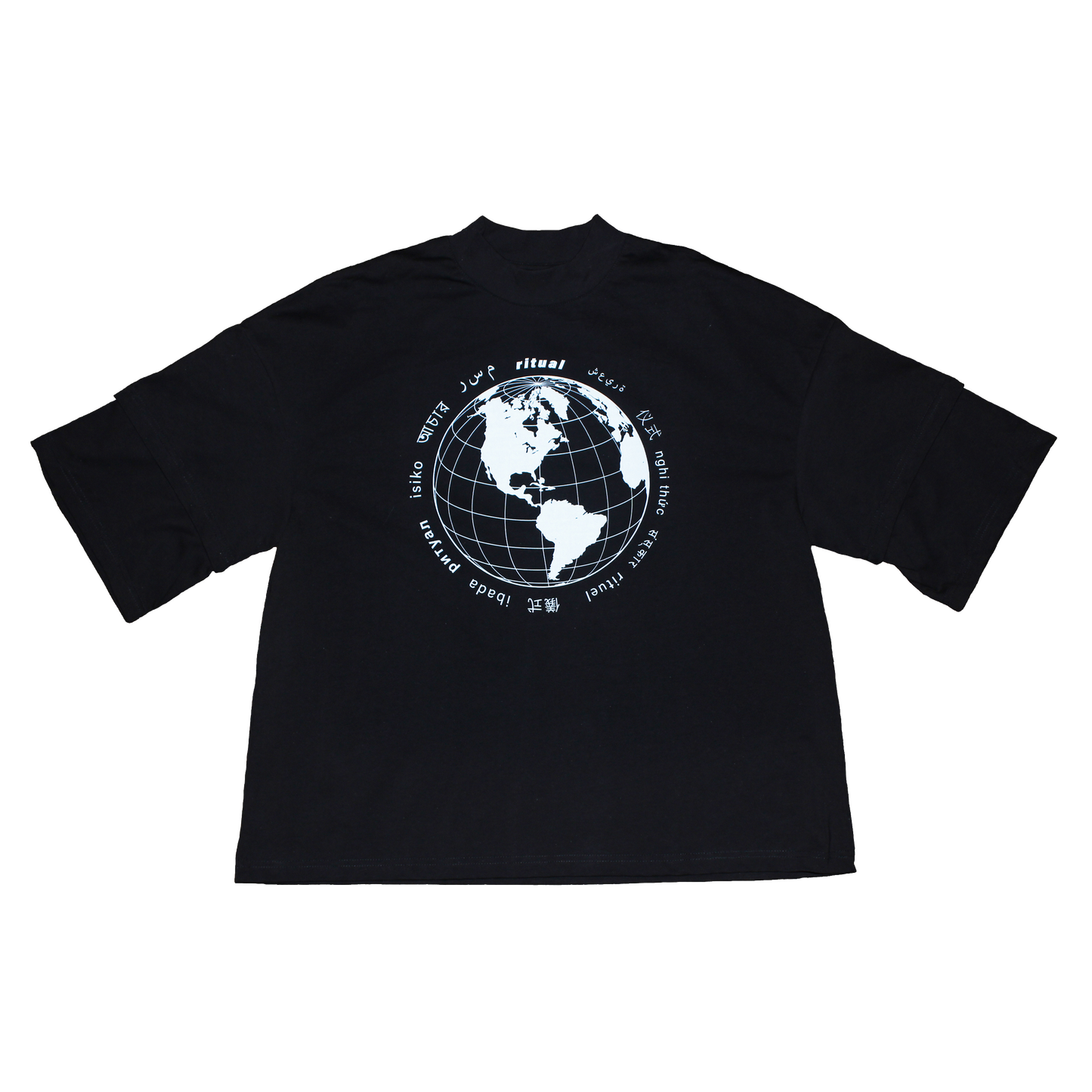 "Global" Layered Sleeve Crop Tee