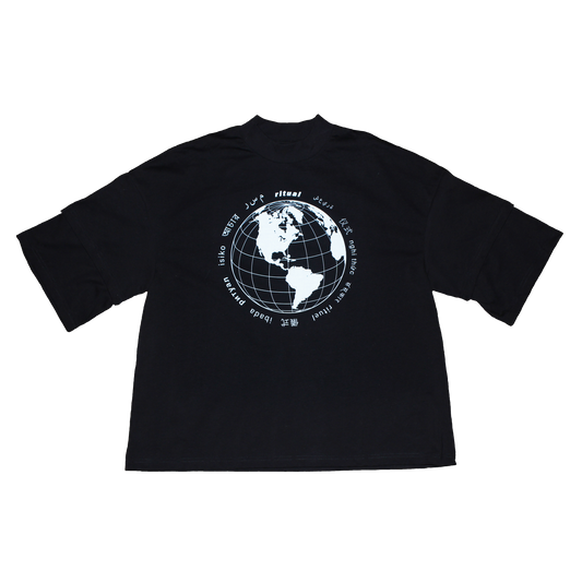 "Global" Layered Sleeve Crop Tee
