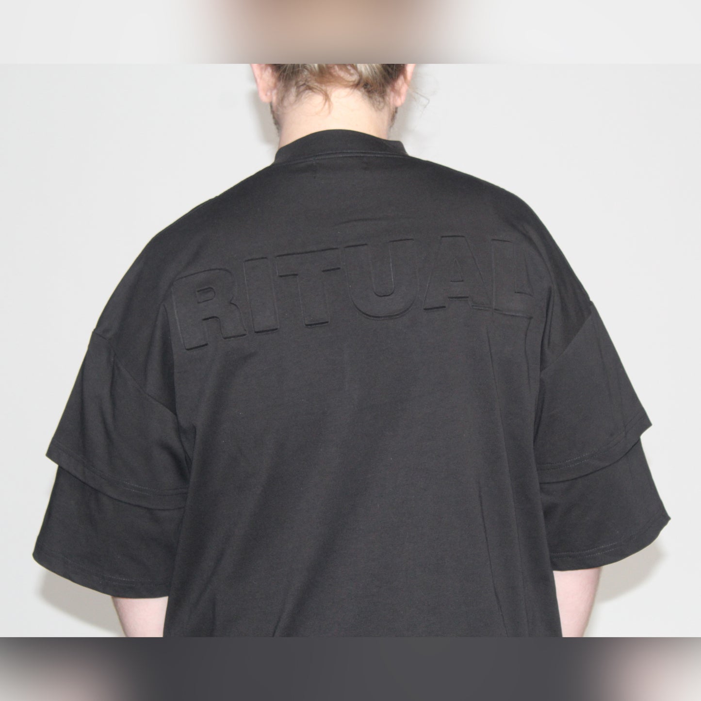 "Global" Layered Sleeve Crop Tee